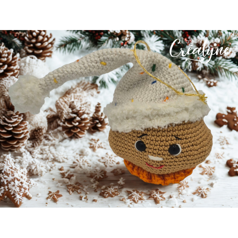 tête de bonhomme de pain d'épice au crochet